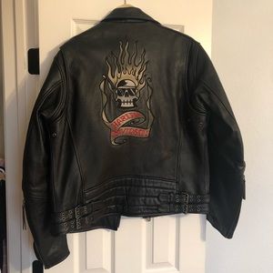 ☠️ EUC Harley Davidson heavy leather riding jacket